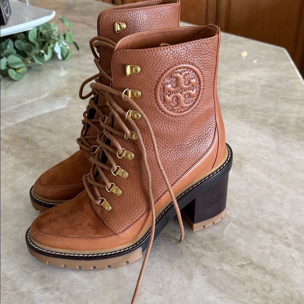 Tory Burch Women's Brown Lace-Up Boots